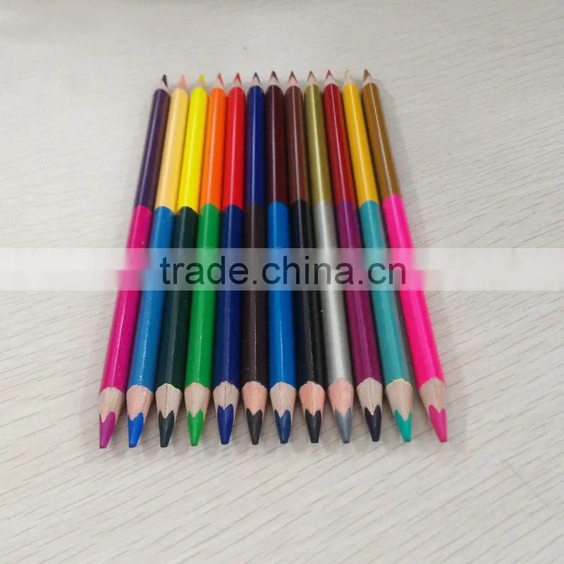 7" standard size triangular shape high quality 4.0mm color lead bi color pencil