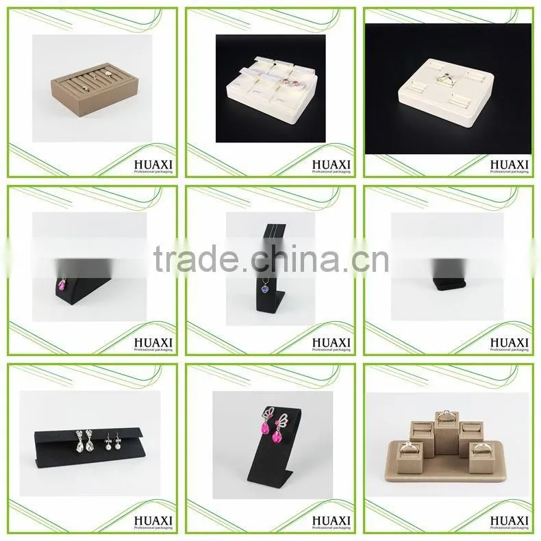 Huaxin Brown Velvet Plastic Pendant Jewelry Storage Gift Button Box