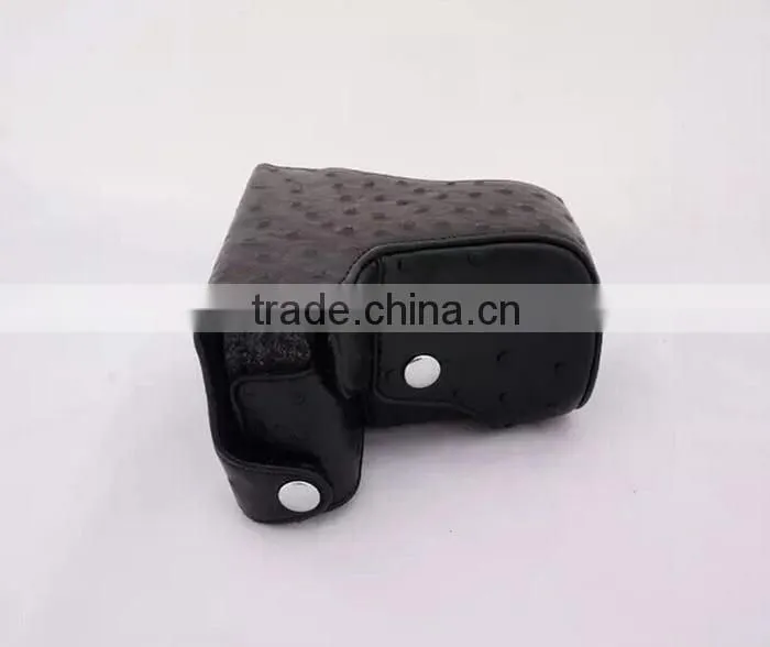 Factory competitive price black fancy leather Camera Bag in Dongguan