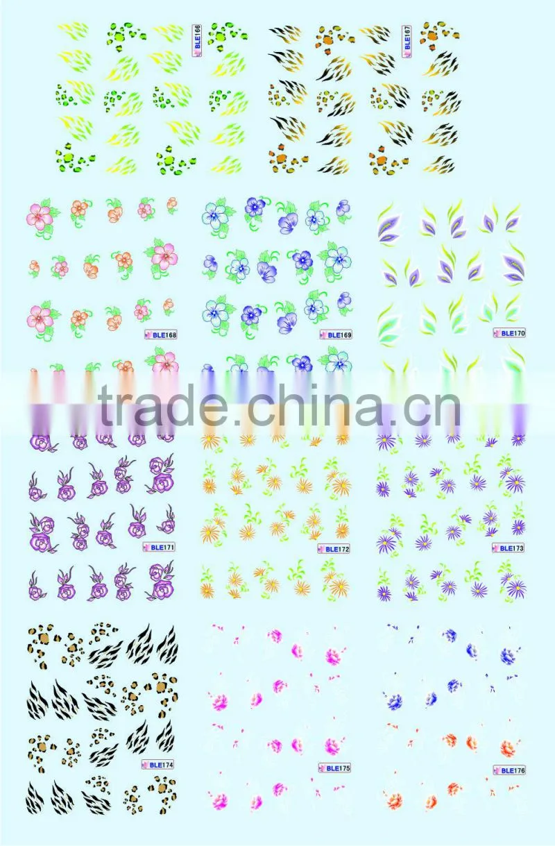 Most popular cheap water transfer printing BLE nail sticker for sale 2015