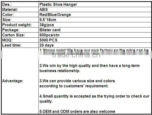 Plastic shoe hanger