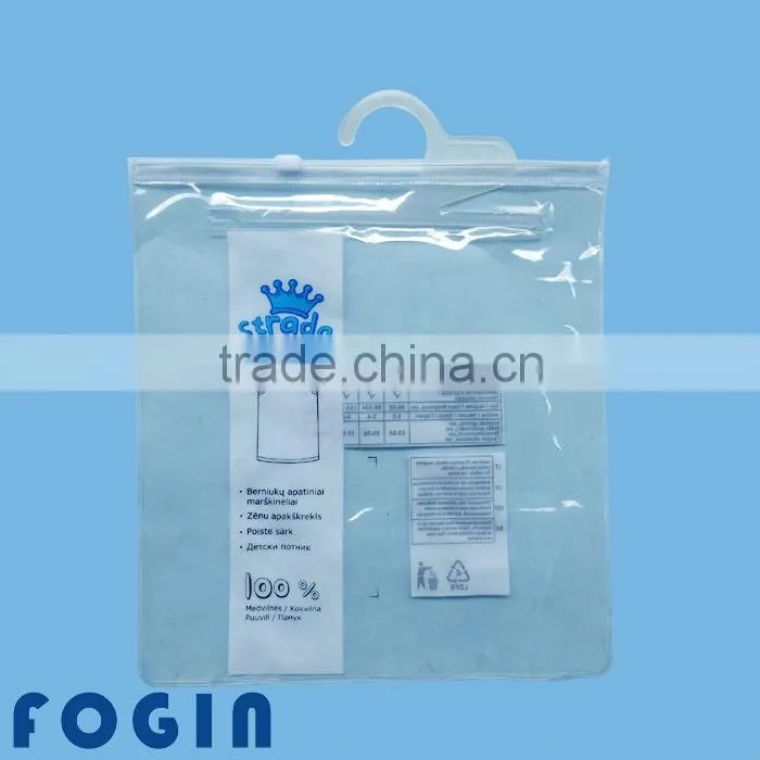 Plastic pvc garment bag with hanger