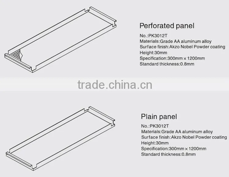 Round Straight Perforations Suspended Metal Ceiling Aluminum K shaped Expansive Ceiling