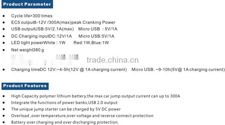 2014 Factory Price Car Jump Starter Power Bank