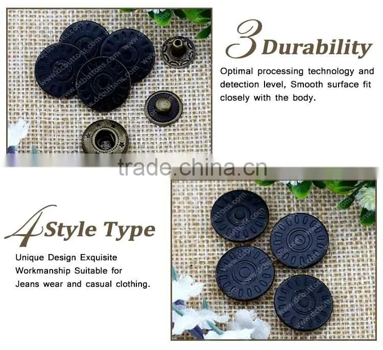 Guangzhou Metal snap button manufactory black button for leather