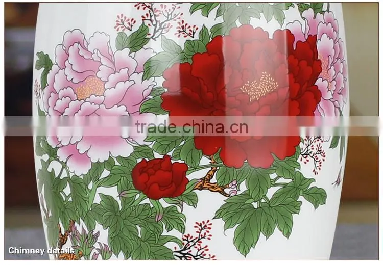 Jingdezhen decal pastel ceramic wood crafts wholesale table lamps
