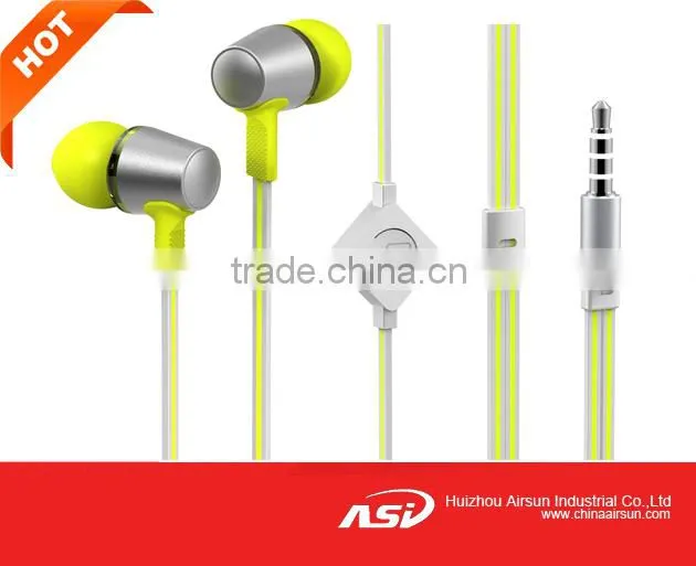 Mobile Phone Metal Earphone With Flat Cable