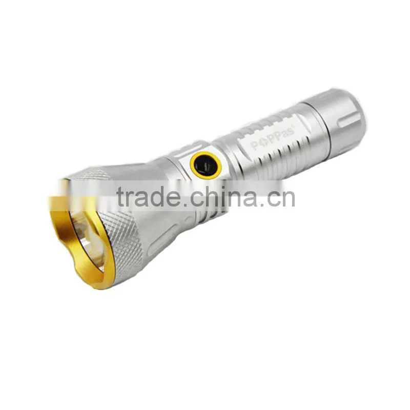 POPPAS F38 10W T6 LED 18650 Battery Bright Most Powerful Aluminium Rechargeable LED Flashlight Torch