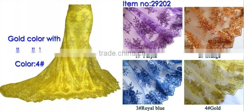 2014 Newest hot selling french lace wedding dress fabric with beads