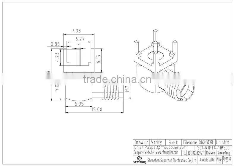 SMA Jack right angle electrical connector thru hole PCB Mount short version