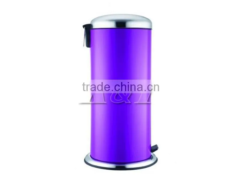 purple color stainless steel garbage can
