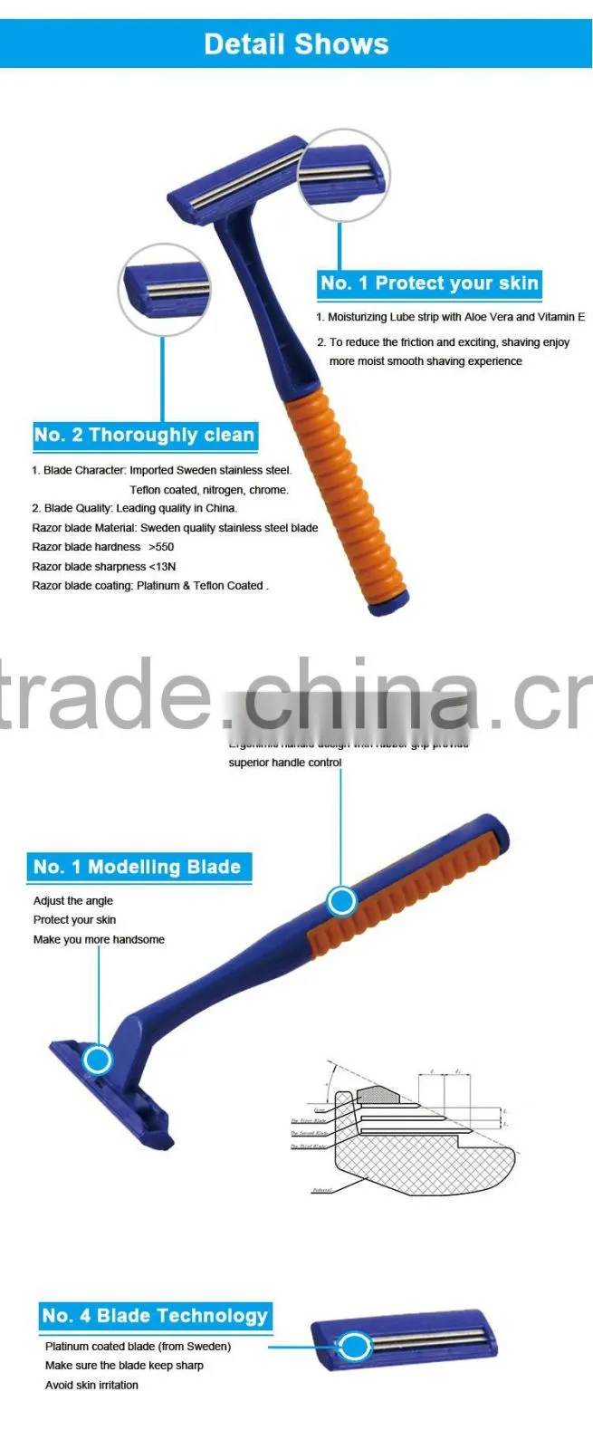 Plastic Handle Shaving Blades And Razors
