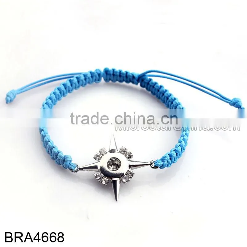 Hot New Products for 2015 Multichain Colorful Rope Custom Snap Button Bracelet