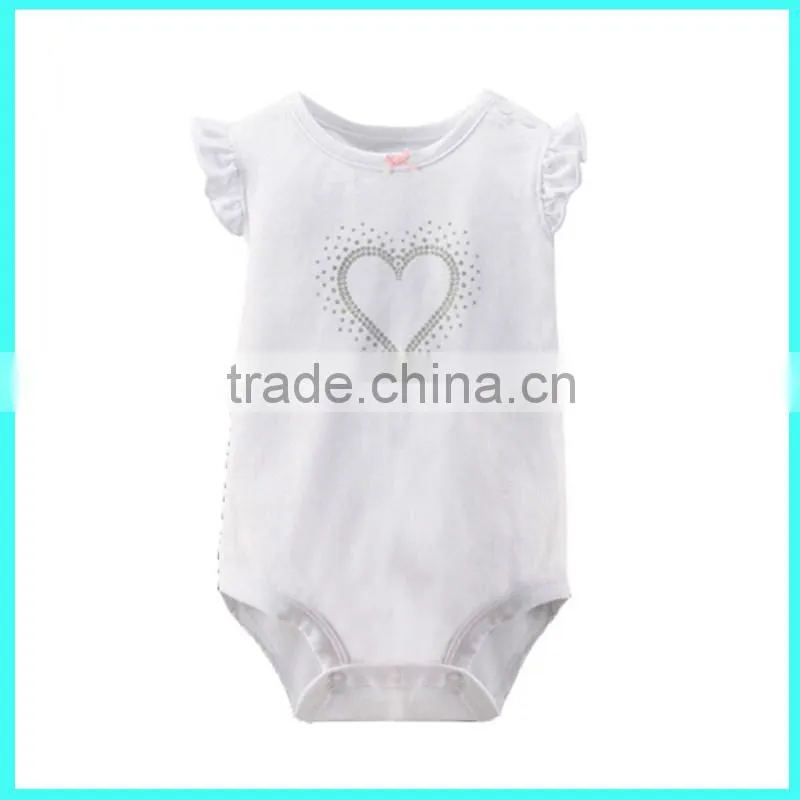China wholesale websites Cheaper white short sleeves baby romper 100% cotton
