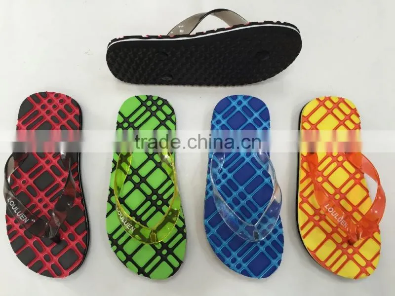 663 LOULUEN Unisex Colorful Check Kids Flip Flops Beach Slipper