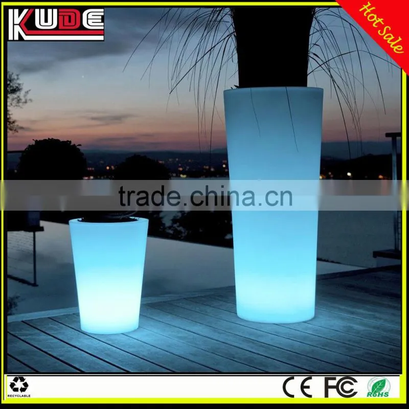 PE plastic material LED round flowerpot/planter pot with RGB light glowing