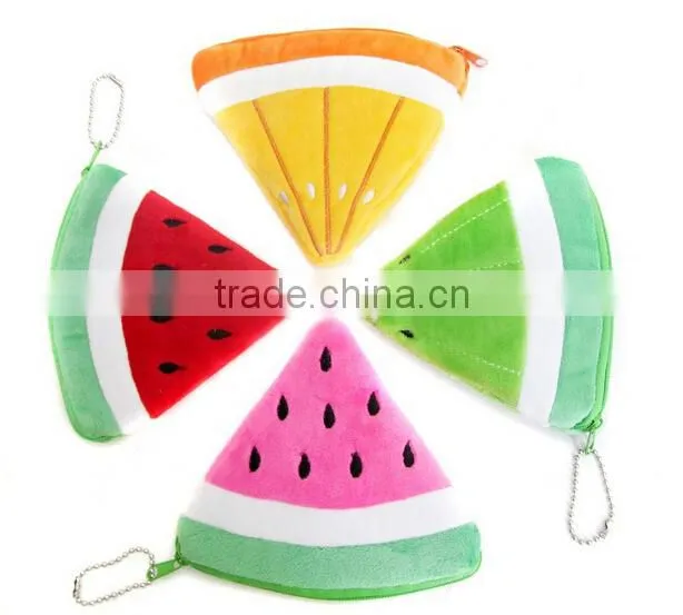 promotional smart lovely Kids/Girls fruit plush change purse