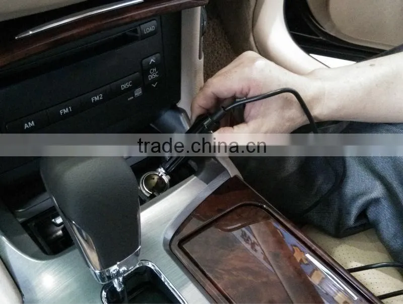 Portable tire inflator with cigarette lighter car charger