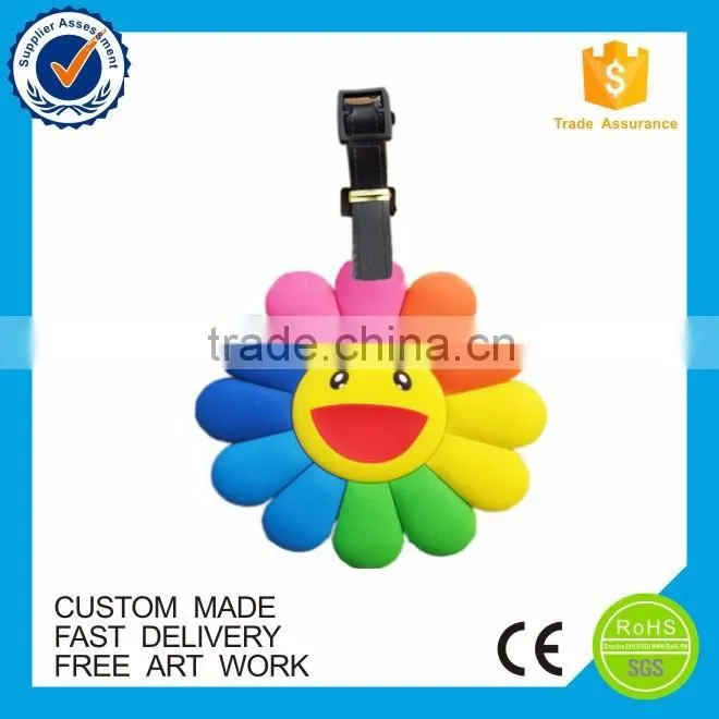 high quality rubber smile face pvc eco-friendly luggage tag