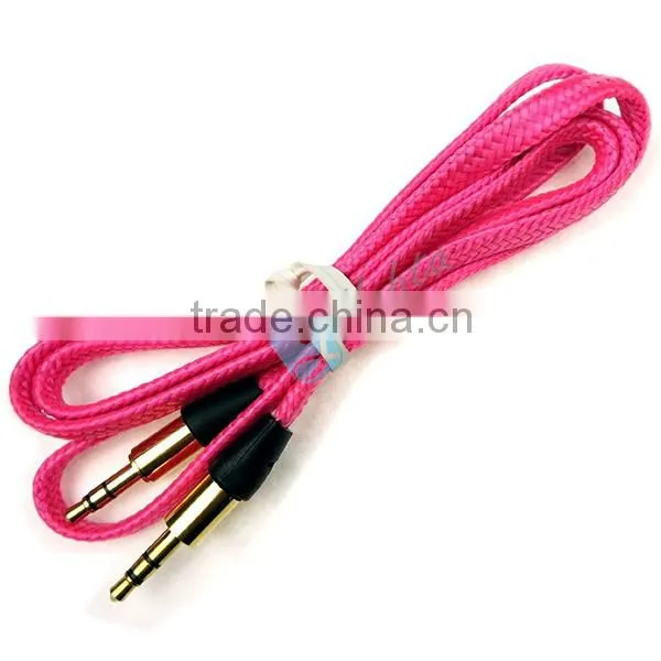 Shoelace Style Fabric Braided 3.5mm Male to Male Stereo Audio Aux Cable for iPhone/iPad/iPod