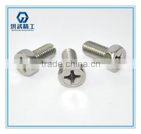 Cross recessed hexagon bolts with indentation