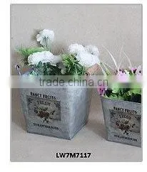 Vintage Wood Box Ornamental Planter with Message