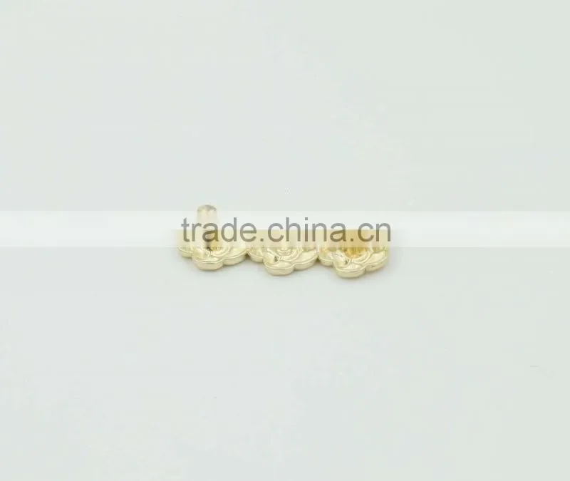 Flowers Rectangle Shape Custom Metal Needle Pin in Gold Color