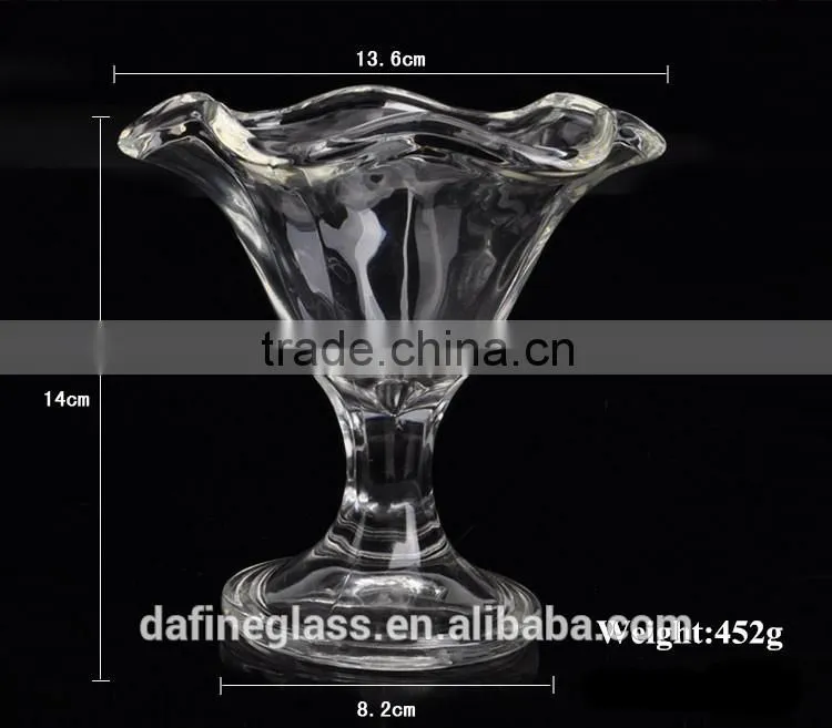 240ml Creative transparent flower shape glass ice cream cup dessert bowl