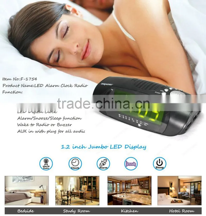 High Quality Clock Radio, AM/FM clock Radio with 1.2 inch LED(F-1754)