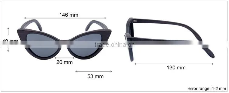 Vintage butterfly shape frame natural wood sunglasses with custom logo