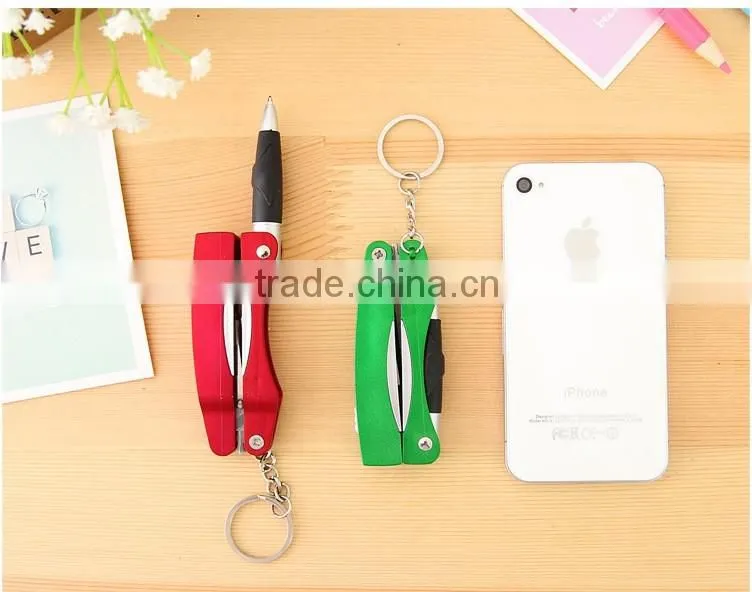 foldable 3 in 1 multifunctional pen with scissors and LED flashlight