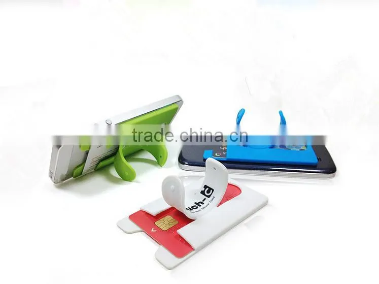 2016 New design Factory supply 3m Sticky Silicone Slap Mobile Phone Card Holder Stand