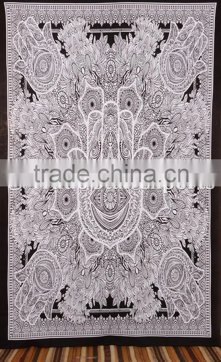 Twin Size Good luck Hamsa Hand of Fatima Islamic Wall Art Home Decorative Indian Cotton Wall Hanging Tapestry