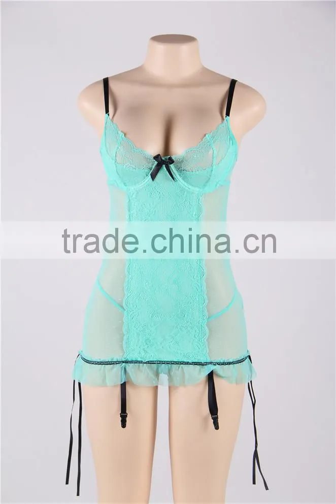 Green gater lingerie women sweet chemise