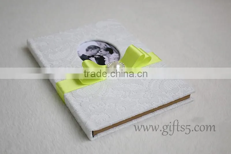 Unique design wedding record memories guest book with photo frame you can put photo in the cover