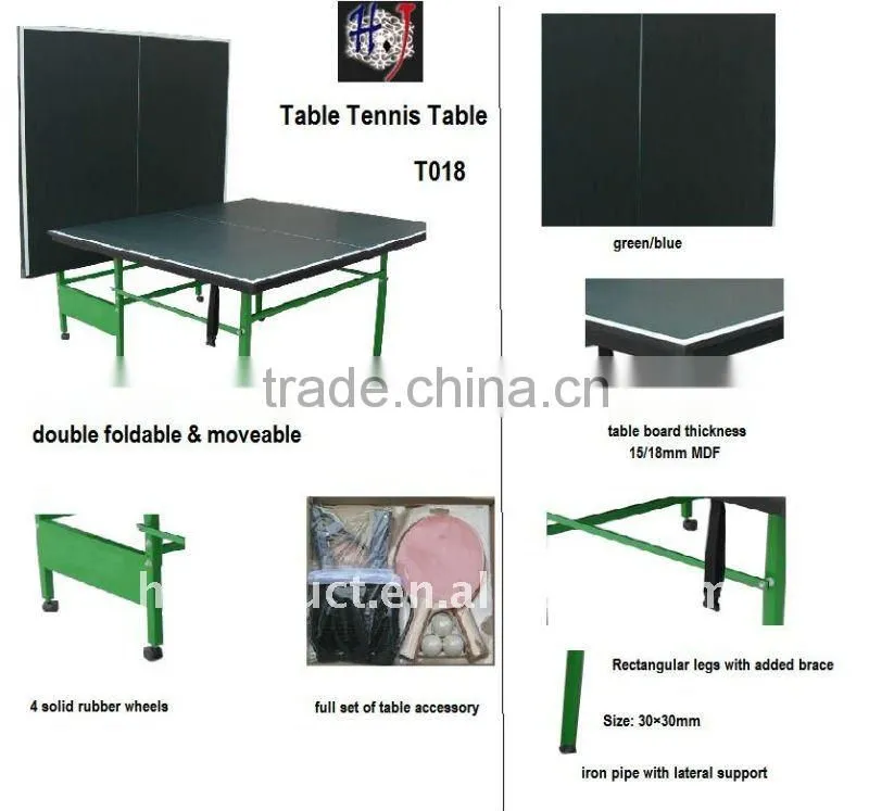 High quality Economic Factory promotion 18mm MDF Standard size Moveable foldable Table tennis table