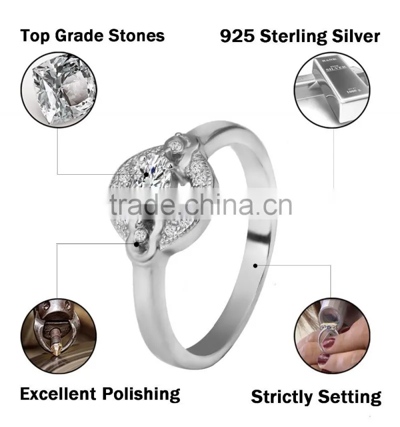 925 sterling silver clock shape six o'clock ring