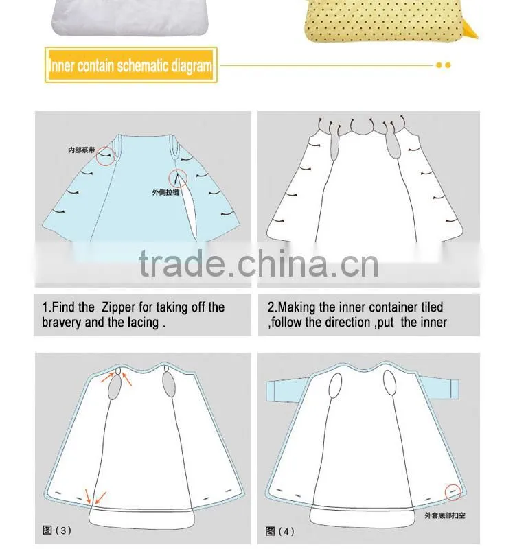 Children's 100% cotton baby sleeping bag detachable sleeve and detachable cotton fillings quilt for four seasons pink color