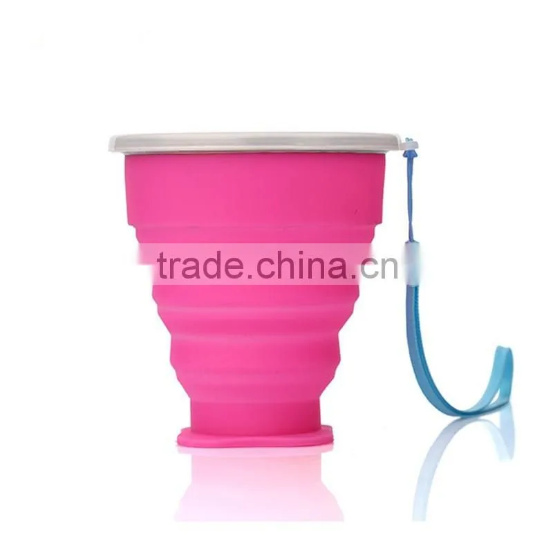 portable silicone retractable folding coffee cup with lid