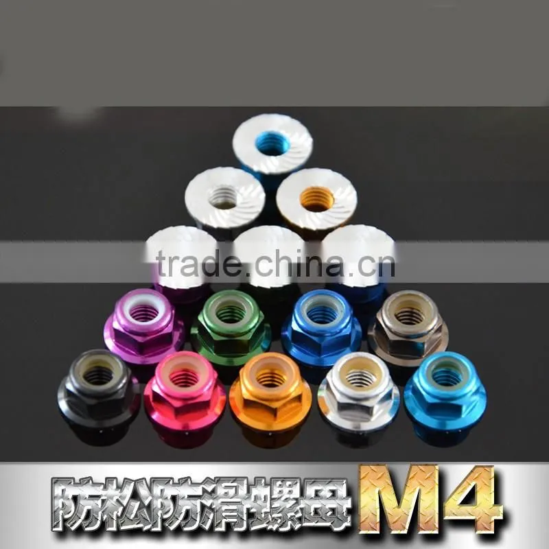 M4 aluminum colored flange lock nut
