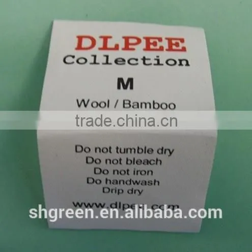 Wearable polyester satin size printing tag