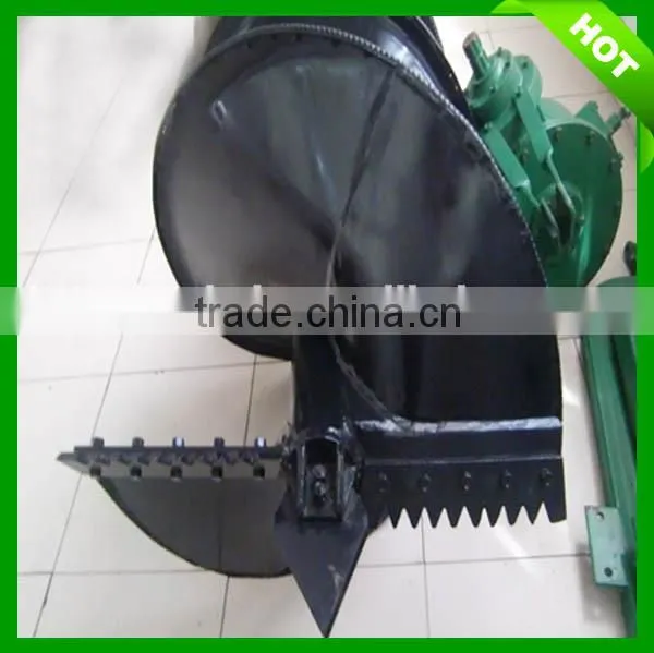 Hydraulic post hole digger mounted on tractor