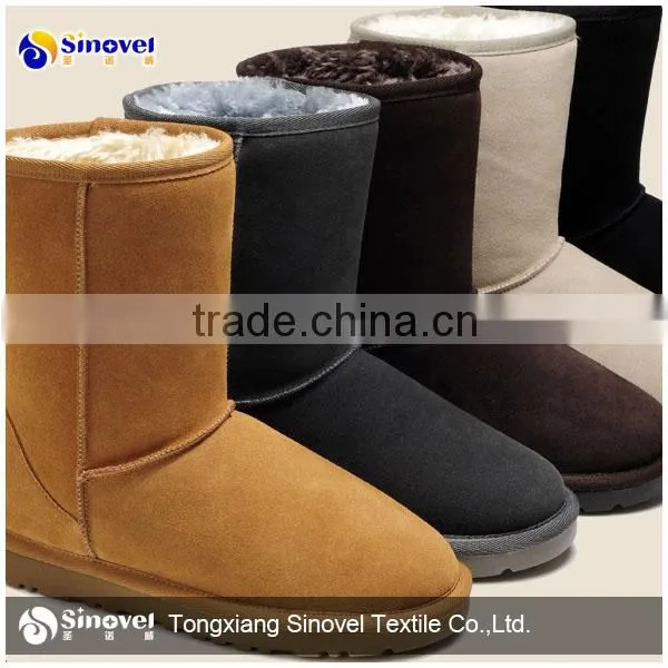 100% Polyester Suede Bonded Fabric with Long Fur