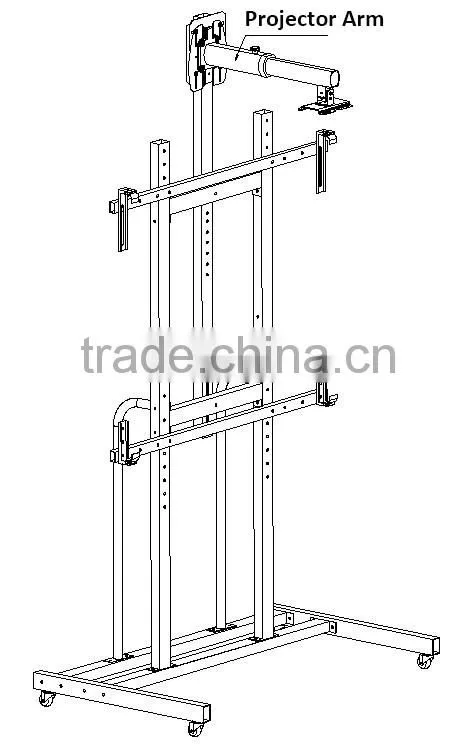 Height adjustable short throw projector interactive whiteboard mobile stand