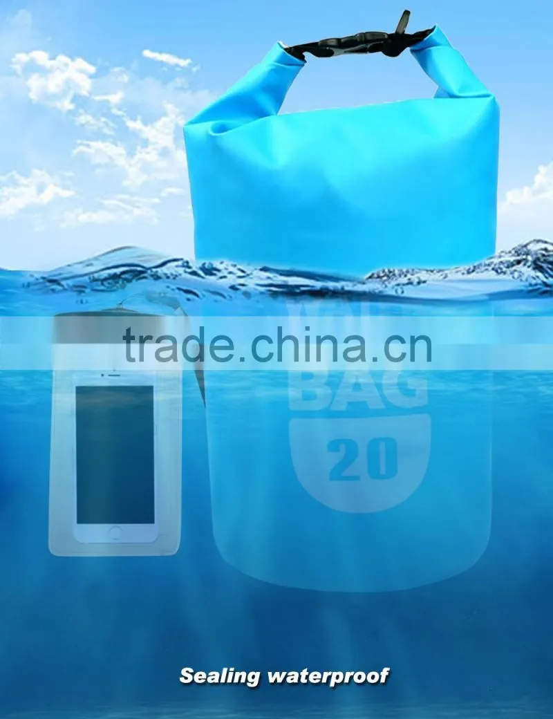 Foldable outdoor waterproof plastic dry bag with Shoulder Strap Dry Sack for Kayaking