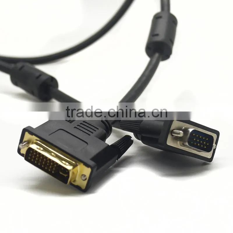 High quality 1.5M DVI-I(24+5) to VGA Video Monitor Cable(VGA to DVI-I Cable)