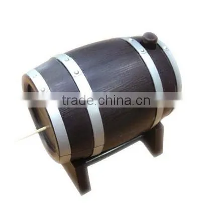 creative wine barrel designer toothpick holder box case