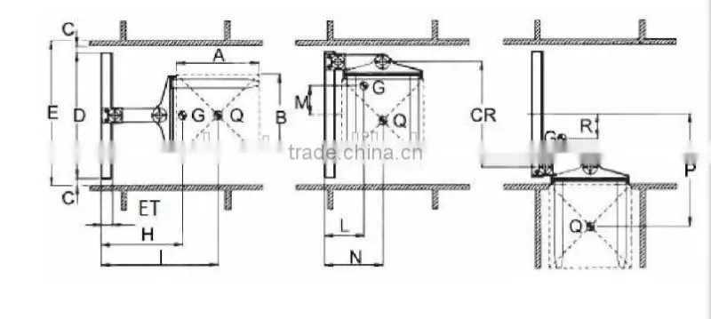 Tri-lateral head unit for fork trucks