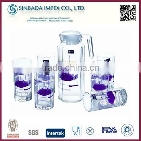 Weave shaped beautiful 7pcs drinking glass water set