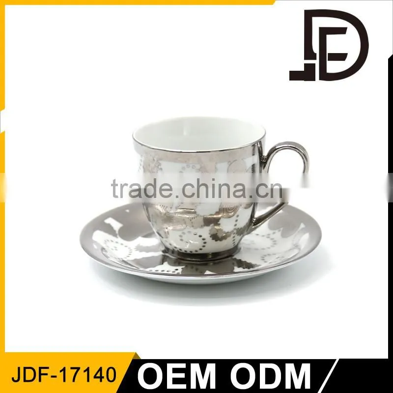 Golden Turkish Coffee Cups With Fancy Flower Decal Can be Designed Customerized